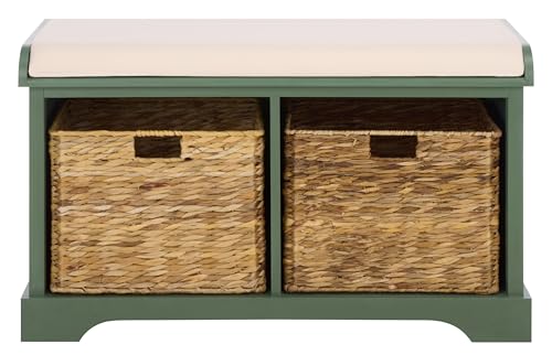 SAFAVIEH Freddy Wood Storage Bench, 33" Farmhouse Dusty - Image 2