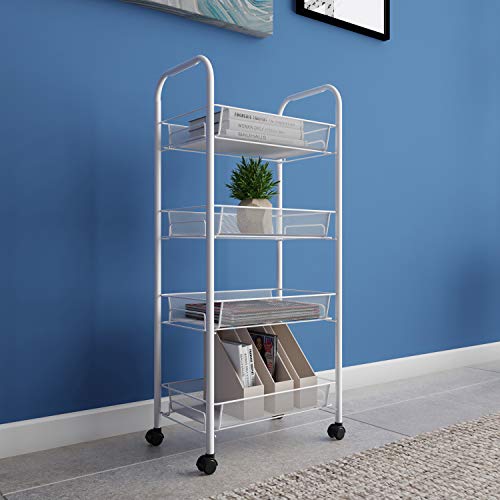 Lavish Home 4-Tiered Narrow Rolling Storage Shelves - Mobile - Image 8