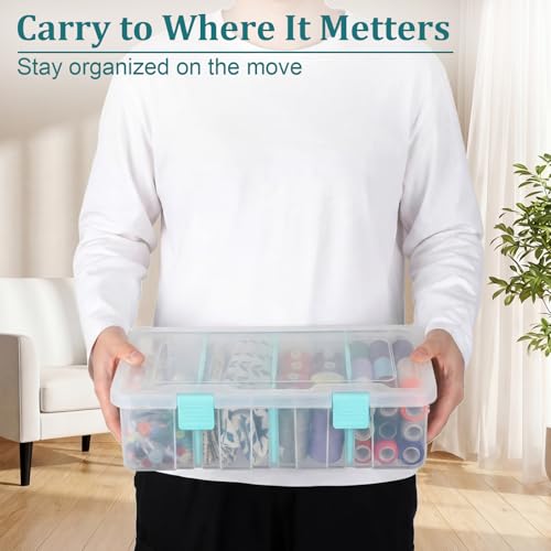 BTSKY Clear Plastic Dividing Storage Box with 4 | Home Organization - Image 6