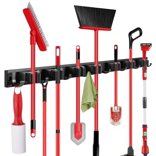 2 Pack Wall Mount Broom Holder with Sliding 3 & 4 Racks 4 - Image 2