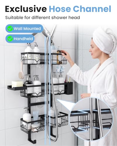 Shower Caddy Hanging, 3-Tier Hanging Shower Caddy Over Showerhead - Image 5