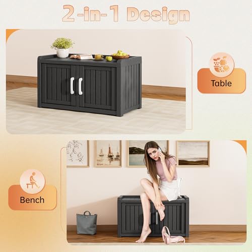 Bifanuo Shoe Storage Cabinet, 2-Door Outdoor Storage Bench - Image 7