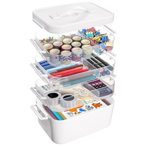 Tebery 4 Tier Plastic Craft Storage Organizer, Clear - Image 2
