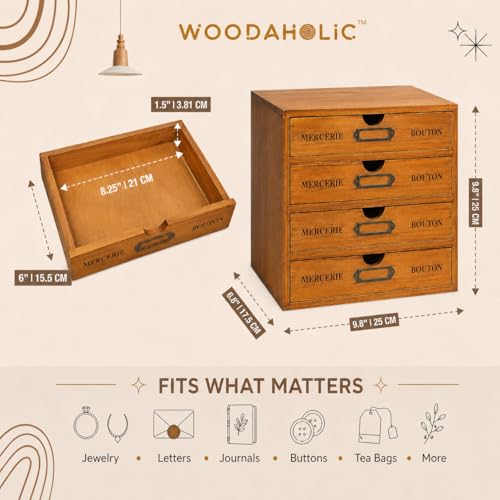 Modular Stackable Apothecary Cabinet 4 Drawer Desk | Home Organization - Image 3