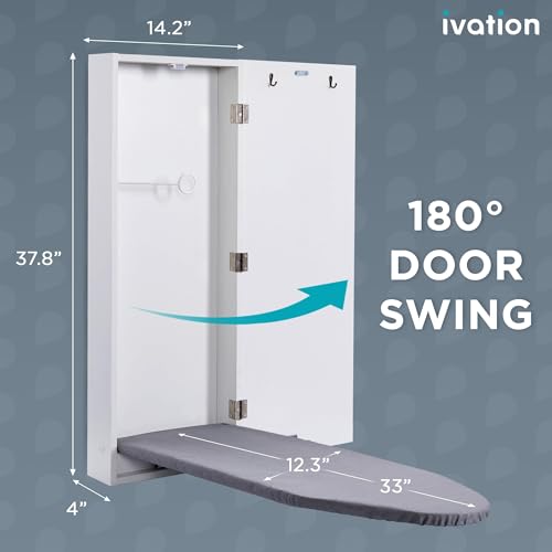 Ivation Wall Mount Ironing Board Cabinet W Mirror, Fold Down - Image 3