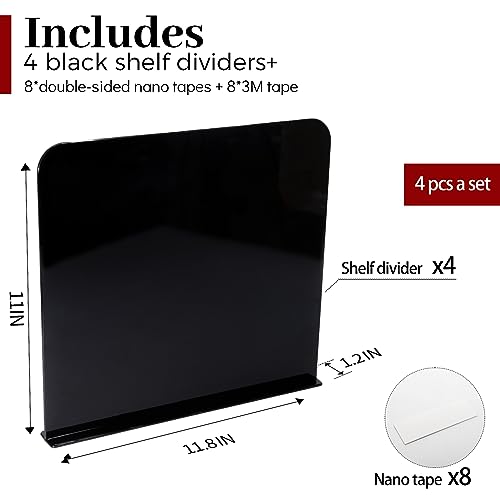 ROUFA Clear Shelf Dividers, 4Pcs Acrylic Closet Dividers - Image 3