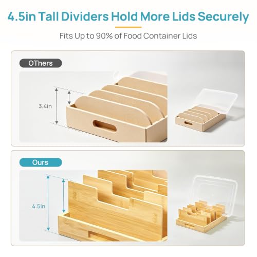 Vtopmart Large Bamboo Lid Organizers with 7 Extra Tall Dividers - Image 4