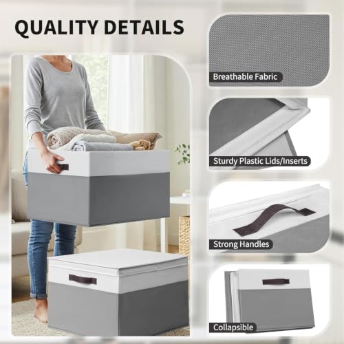 2 Pack EXTRA LARGE Blanket Storage Baskets with Lids, 22”x16”x12” - Image 7