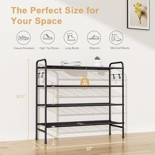 VILICK 4-Tier Shoe Rack 33" Wide Metal Shoe Organize | All Products - Image 4