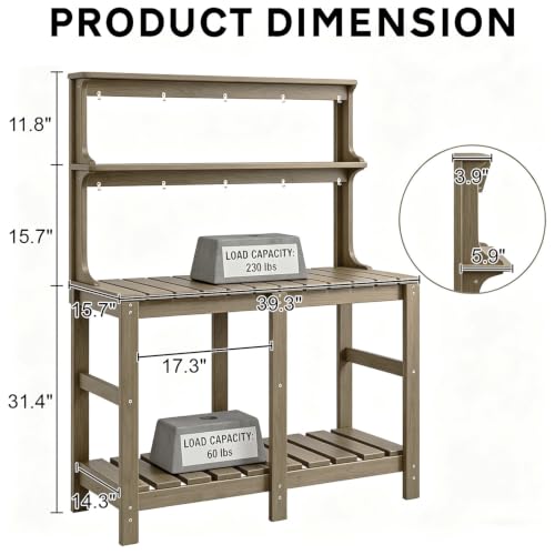 Outdoor Potting Bench with 3 Tier, All-Weather Patio - Image 3