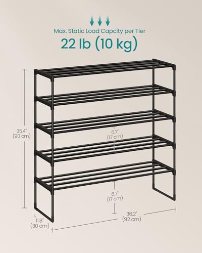 SONGMICS Shoe Rack, 5-Tier Shoe Organizer, Metal Storage Shelf - Image 4