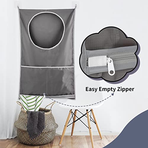 Gray Hanging Laundry Hamper, Over The Door Organizer Bag for Cozy - Image 3