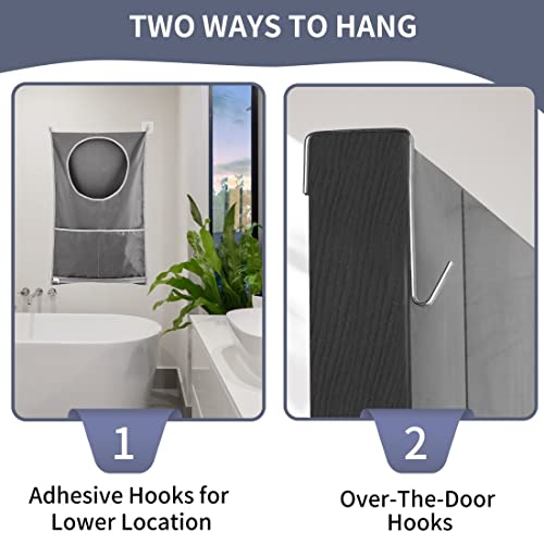 Gray Hanging Laundry Hamper, Over The Door Organizer Bag for Cozy - Image 7