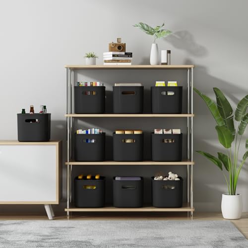 ORGIDOL 8 Pack Black Storage Bins with Lids Stackable Storage - Image 4
