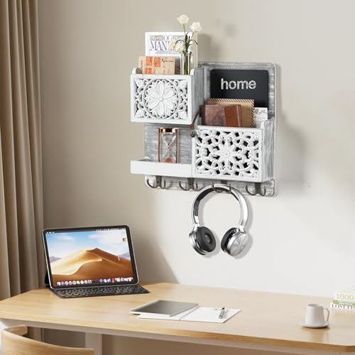 Mail Organizer Wall Mounted, 2 Slots Key Holder for Wall - Image 3