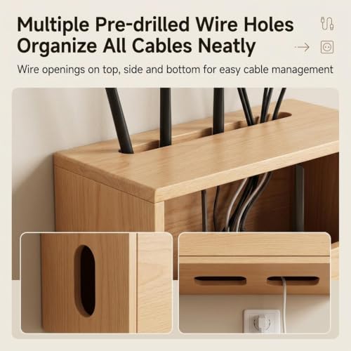 Wall Mounted Router Storage Box,Wood Wireless WiFi Router Shelf - Image 5
