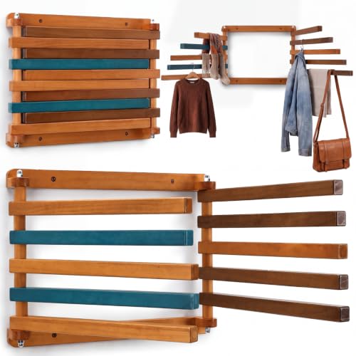 Novabright 1 Pcs Wood Foldable Wall Mounted Drying Rack, Colorful - Image 2