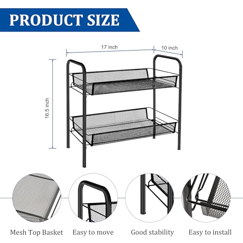 CVHOMEDECO. 2 Tier Fruit Basket Large Capacity Rectangular Metal - Image 6