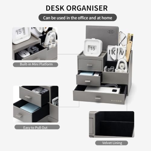 VLANDO Desk Organizer,PU Leather Office Storage with | All Products - Image 6