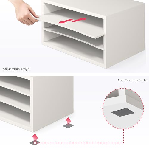 Ballucci Paper Organizer, 3-Tier Stackable Wood Desk Organizer - Image 7