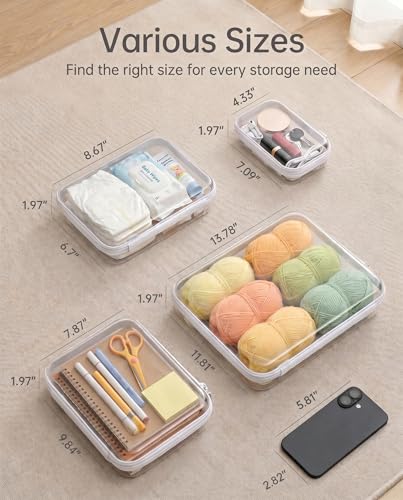 6 Pack Large White Clear Hard Shell Zipper Case, Clear - Image 4