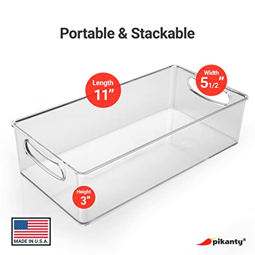 Pikanty Clear Refrigerator Organizer Bin with Handles — 11 Inch - Image 3
