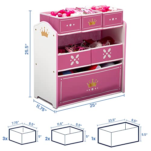Delta Children Princess Crown Design & Store 6 Bin Toy - Image 4