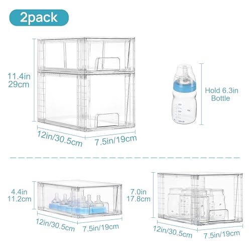 4-Pack Clear Stackable Storage Drawers - Image 3