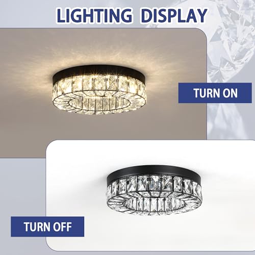 MEXO Crystal LED Flush Mount Ceiling Light Fixtures Modern Black - Image 4