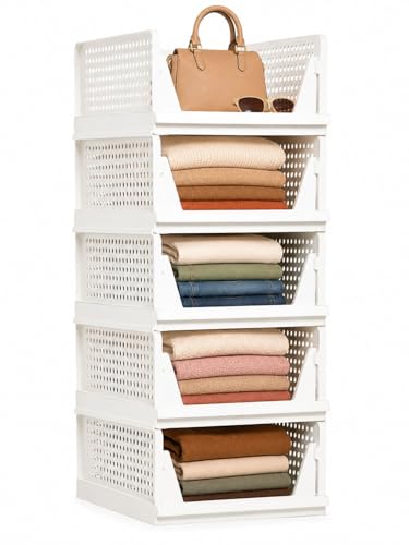 5 Pack Stackable Closet Storage Basket - Stackable Storage - Image 2