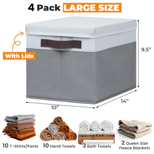 Large Closet Storage Baskets Bins with Lids 4 Pack | Home Organization - Image 3