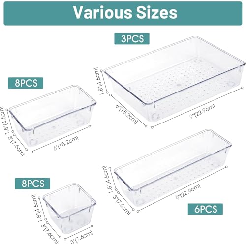 25 PCS Clear Plastic Drawer Organizer, Makeup Organizers - Image 3