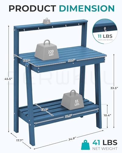 SERWALL 3-Tier Outdoor Potting Bench with Storage,Gardening Table - Image 3