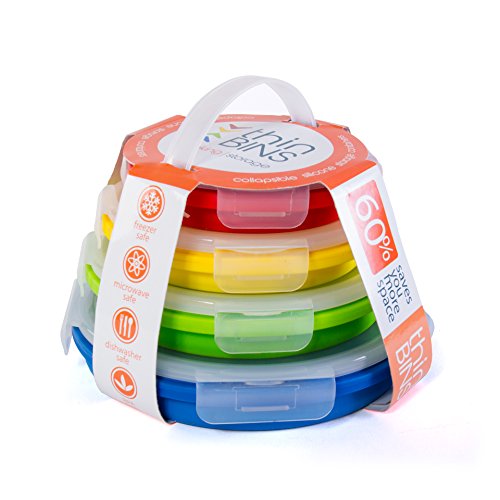 Thin Bins Collapsible Containers Set of 4 Round Silicone Food - Image 3