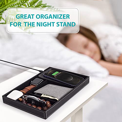 Valet Tray, Built in Wireless Charging Pad, Nightstand Organizer - Image 5