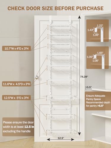 Delamu Narrow 9-Tier Over the Door Pantry Organizer - Image 3