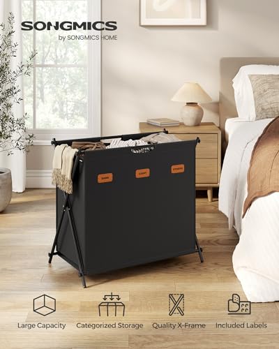 SONGMICS Laundry Hamper, 35.6 Gal. 3 Sections - Image 4