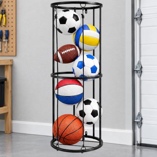 Ball Storage Rack for Basketballs, Soccer Balls & Volleyballs - Image 2