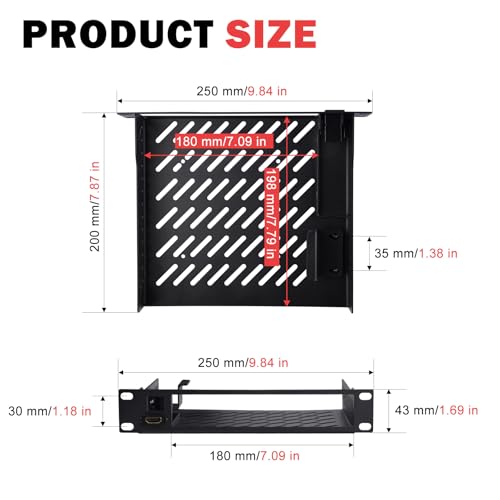 GeeekPi 10inch 1U Mini PC Rack Mount Shelf with RJ45 CAT6 Port & - Image 3