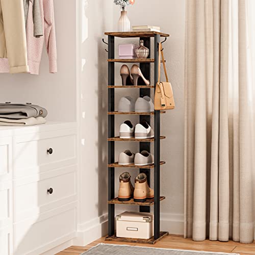 HOOBRO 8 Tiers Vertical Shoe Rack, Wooden Shoe Storage Organizer - Image 3