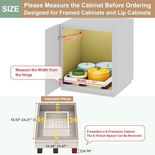 Fokyfok Pull out Cabinet Organizer,11"-16"W,17"-24"D | Pull Out Organi - Image 3