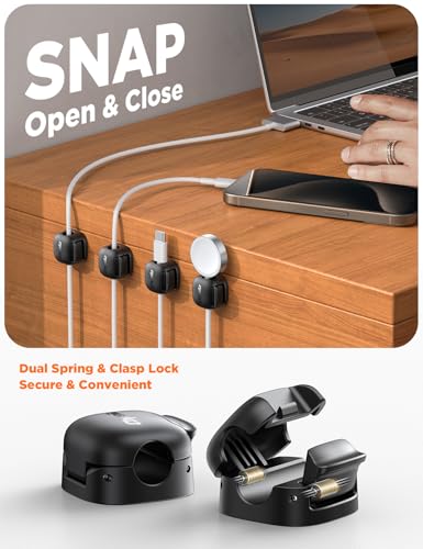 6Pack Cord Organizer, Chfeila Spring Cable Clips [1s Lock] Cable - Image 3