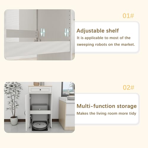 GDFStudio Robot Vacuum Storage Cabinet with Wheels, Side - Image 8