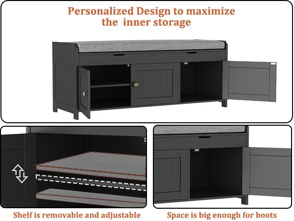 HOMEFORT 41.3" Shoe Bench with Lift Top Storage, Entryway - Image 6