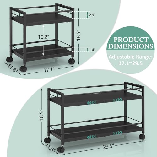 2-Tier Expandable Rolling Pantry Cart with Wheels - Image 4