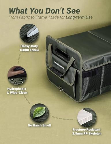 Heavy Duty Trunk Organizer with Lid for SUV & Truck (XL, Green) - Image 5
