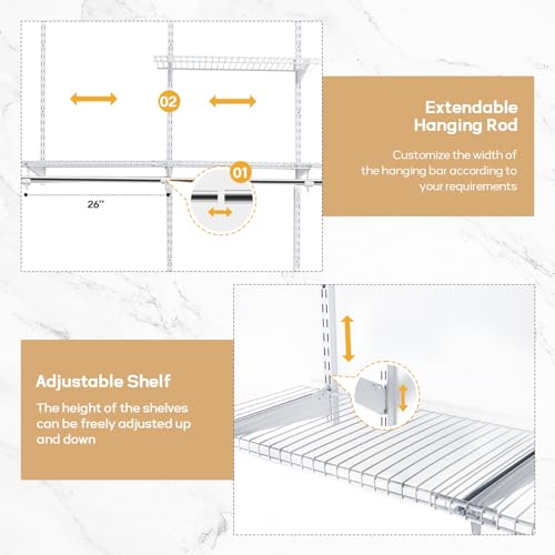 Homde Quality Closet Organizer System: 4-8 Ft Adjustable Metal - Image 4