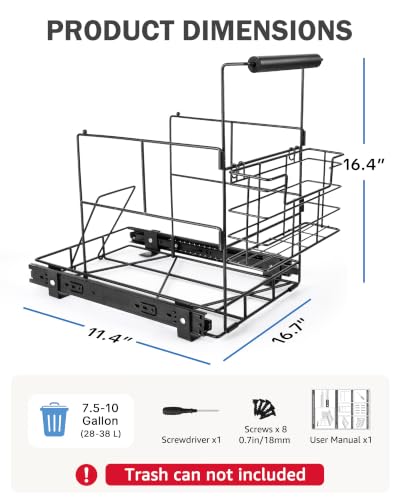 Bulado Pull Out Trash Can Under Cabinet, Supports 125 lbs - Image 4