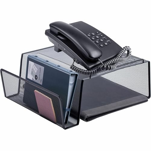 Lorell Mesh Steel Office Phone Stand for Desk, Angled - Image 4