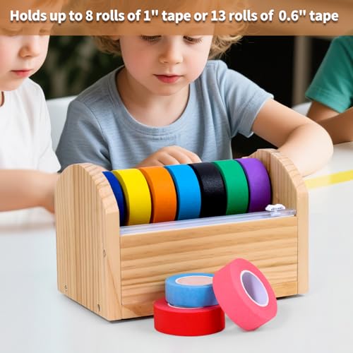 Kids Masking Tape Dispenser, Wooden Multi Roll Craft Tape - Image 3